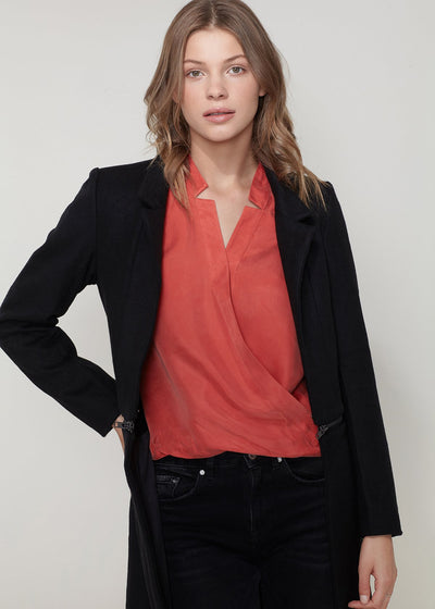 Women's Wool-blended Open Front Jacket In Black