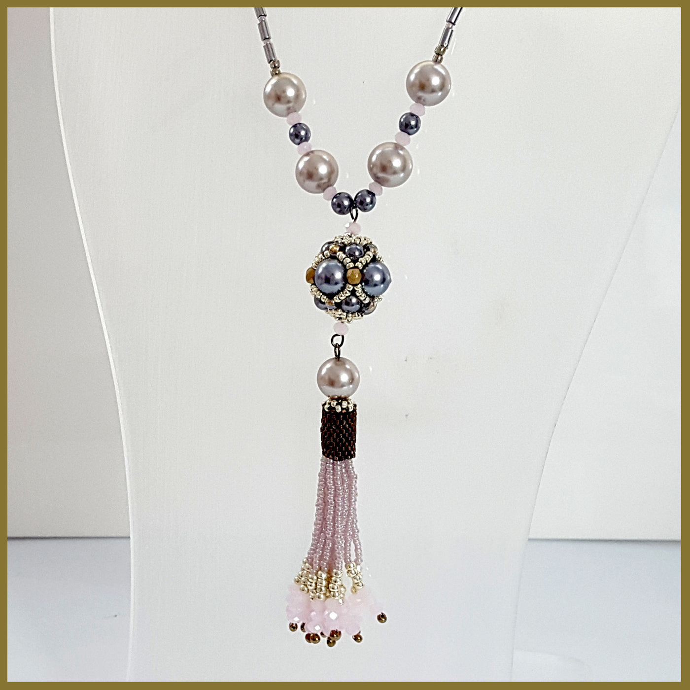 "NEW" Pink Beaded Tassel Haematite