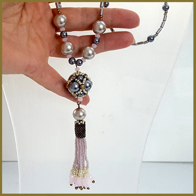 "NEW" Pink Beaded Tassel Haematite